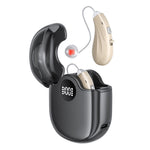 GM-362 RIC Invisible Hearing Aid Rechargeable Behind-the-Ear 16-Channel Digital Voice Sound Amplifier with Charging Case for Elderly