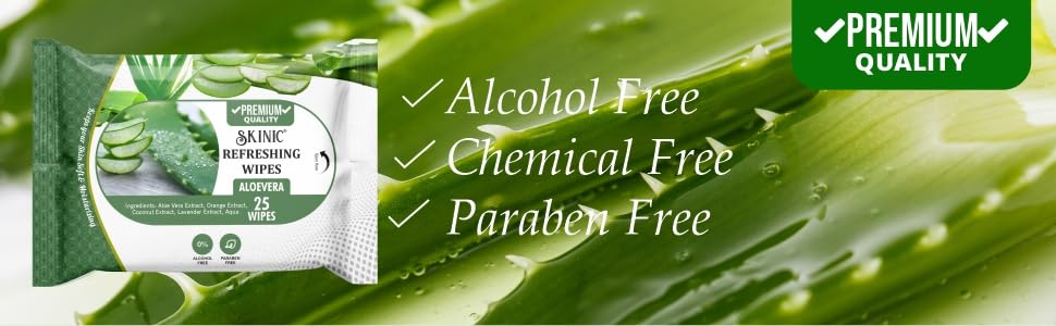 Skinic 100% Herbal Refreshing Wipes with Aloevera & Rose