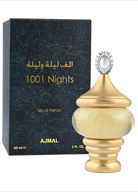 1001 Nights Perfume for Unisex 60 ML - Elegant bottle design of this unisex perfume 60 ml enhances your fragrance collection with its captivating floral woody musk scent.