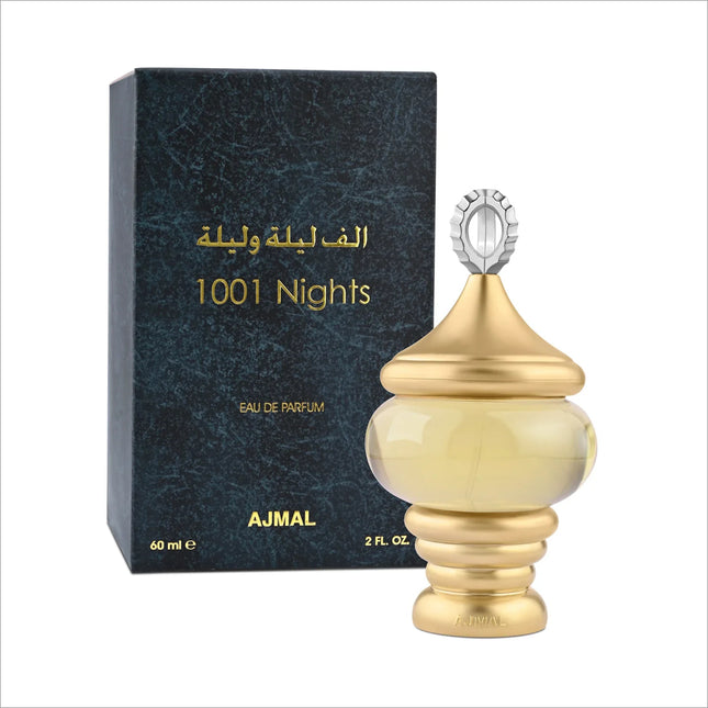 1001 Nights Perfume for Unisex 60 ML - Elegant bottle design of this unisex perfume 60 ml enhances your fragrance collection with its captivating floral woody musk scent.