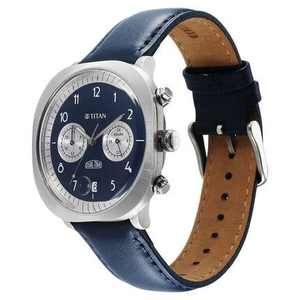 a watch with a blue strap on a white background