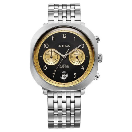 a black and gold watch on a white background