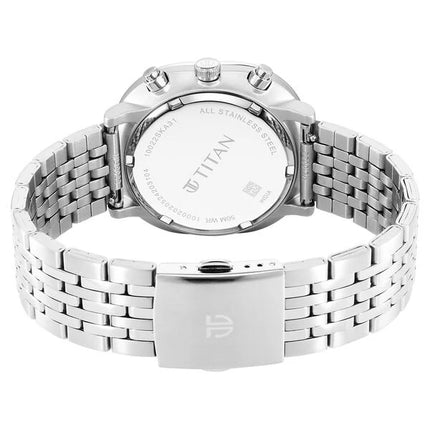 a silver watch with a white face on a silver bracelet
