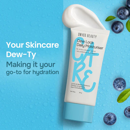 Dew Lock Daily Moisturiser - Attractive bottle design of this daily face moisturizer by SWISS BEAUTY.