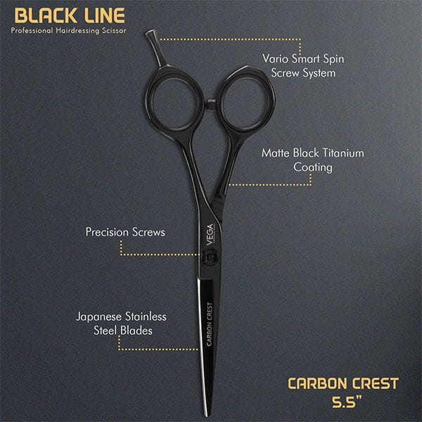 Vega Professional Carbon Crest 5.5’ Black Line Hairdressing