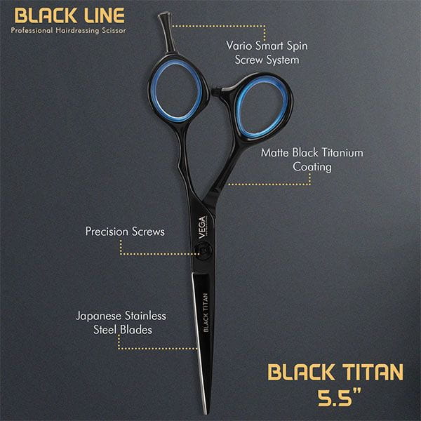 Vega Professional Black Titan 5.5’ Japanese Stainless Steel