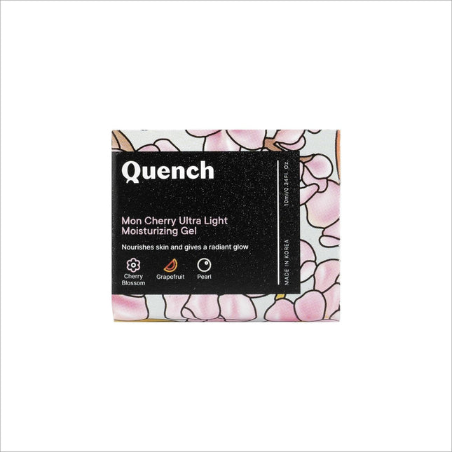 Close-up of Quench 2% Niacinamide Ultra Light Gel Moisturizer, showcasing its non-sticky formula and hydration benefits as a niacinamide gel moisturizer.