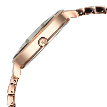 a close up of a watch on a white background