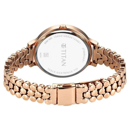 a women's watch with a rose gold bracelet