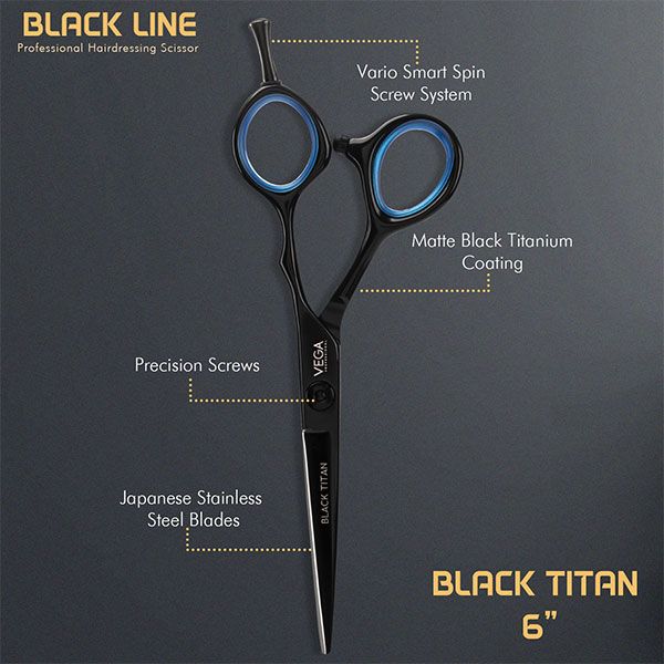 Vega Professional Black Titan 6’ Hairdressing Scissor