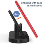 Black plastic 3-in-1 wireless charging pad stand with adjustable angle for wireless charging devices in case