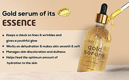 Swiss Beauty 24 K Gold Face Serum 100ml - Effective hydrating facial serum promoting a youthful glow.