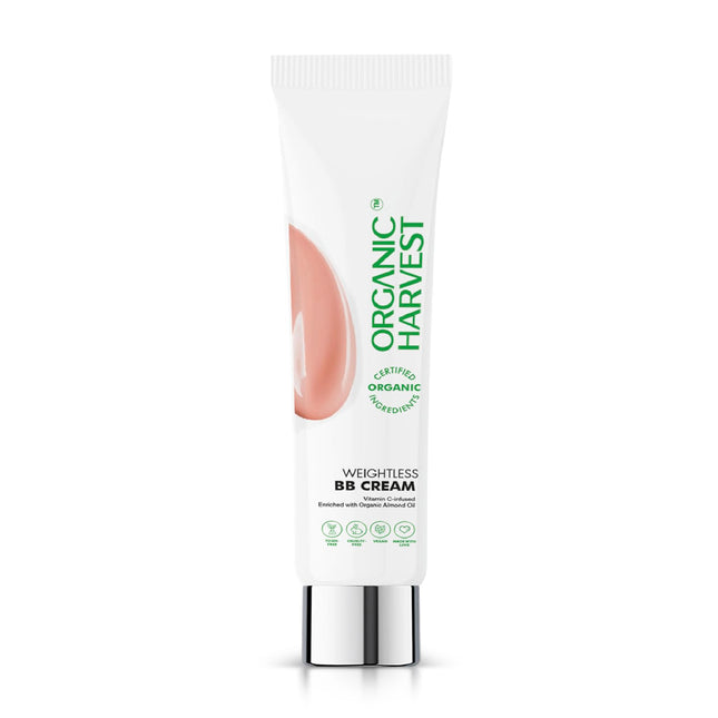 Organic Harvest Weightless BB Cream: Natural formula with Almond Oil & Vitamin C, perfect for medium skin tone, lightweight and blendable, 30 gm.