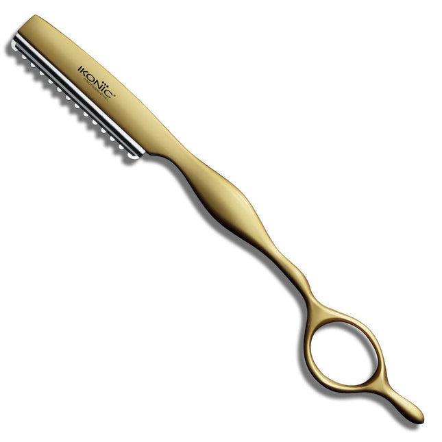 IKONIC Pro Texturizing Razor featuring a stainless steel body and non-slip grip, perfect for achieving precise cuts in pixie cuts and layers with this texturizing hair razor.