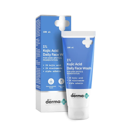 The Derma Co 1% Kojic Acid Face Wash with Niacinamide & Alpha Arbutin, helps reduce dark spots and pigmentation while cleansing and brightening skin. SEO optimized for kojic acid face wash.