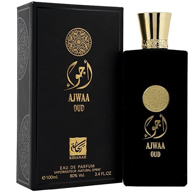 NUSUK AJWAA OUD BLACK Eau De Perfume 100ml - Unisex Eau De Parfum for men and women, featuring essential oils for long-lasting benefits.