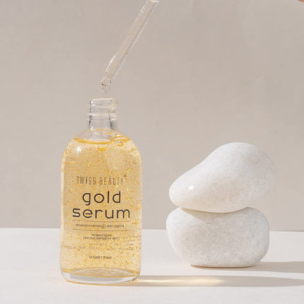 Swiss Beauty 24 K Gold Face Serum 100ml - Premium hydrating facial serum enhancing natural beauty and skin smoothness.