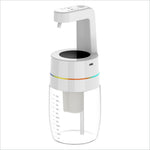 White 550ml automatic soap dispenser with clear glass reservoir and colorful led ring for home and office use