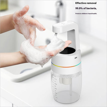 White and transparent 550ml automatic soap dispenser with soap dispenser infrared sensor and colorful led ring lighting effect