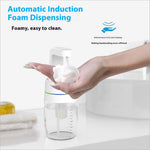 White 550ml automatic soap dispenser with foam induction infrared sensor clear reservoir and measurement markings