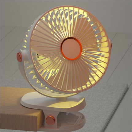 6 inch desktop clip fan in rose gold and white with circular blades 6 speeds usb rechargeable portable fan