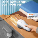 White and gray fabric shaver electric with 6 leaf blades ergonomic design for clothing couch and furniture care