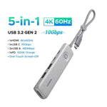 UGREEN U601 5-in-1 USB-C Hub – 4K 60Hz, 100W PD, 10Gbps