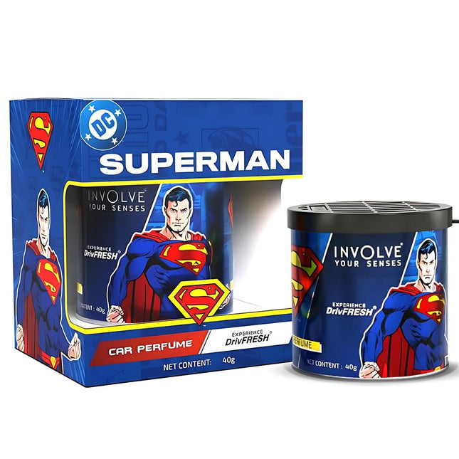 Official DC Merchandise - Involve Your Senses Tin Can Fiber Car Air Freshener, Enhance Your Drive with Fruity Freshness.
