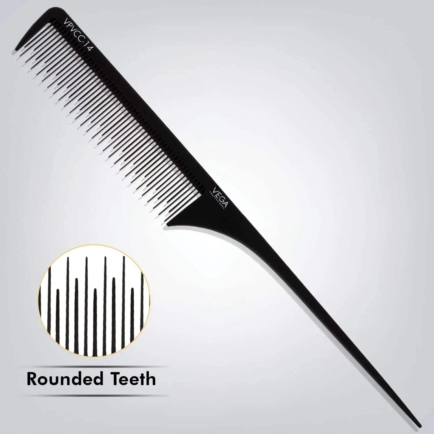 Vega Professional Tail Comb with Staggered Teeth - Heat
