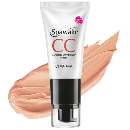 Spawake CC Cream Light Beige with SPF 32/PA++ showcasing natural skin glow, ideal for all skin types as CC cream with SPF.