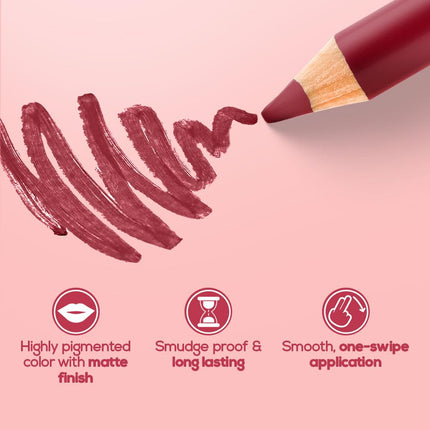 Flat lay of RENEE Define Matte Lip Liner emphasizing its long lasting lip liner characteristics and cruelty-free commitment.