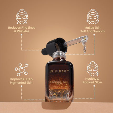 Texture of Swiss Beauty 24K Gold Serum displayed on a surface, illustrating its lightweight and non-greasy application benefits.