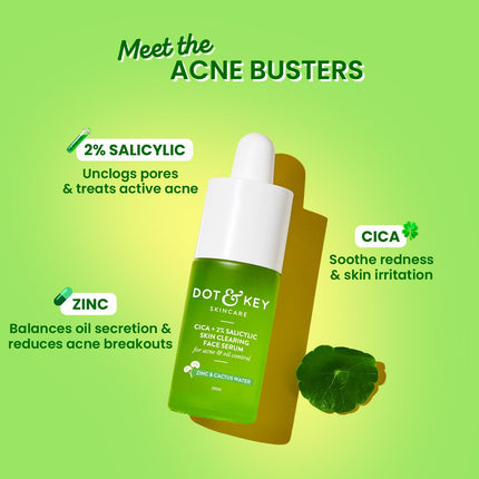 Application of Dot & Key 2% Salicylic Acid + Cica Anti Acne Serum on the skin. Effective salicylic acid serum for acne, suitable for oily and sensitive skin types.