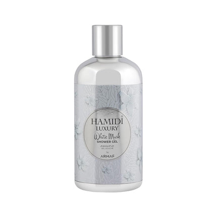 HAMIDI White Musk Shower Gel 500ml, a luxurious body wash for all skin types with an elegant soft musk fragrance ideal for everyday use.