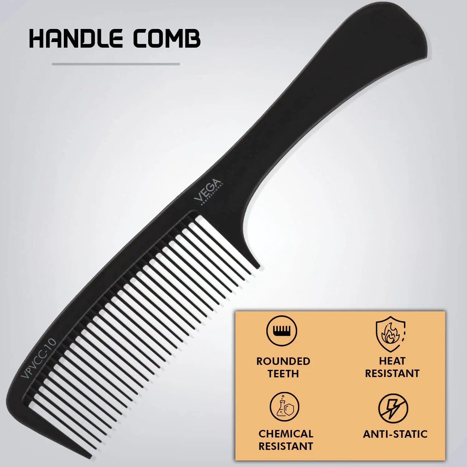 Vega Professional Handle Comb VPVCC-10 (Pack of 2) - Heat