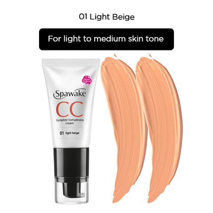 Showing the application method of Spawake CC Cream Light Beige, emphasizing its ease of use as a go-to CC cream with SPF.