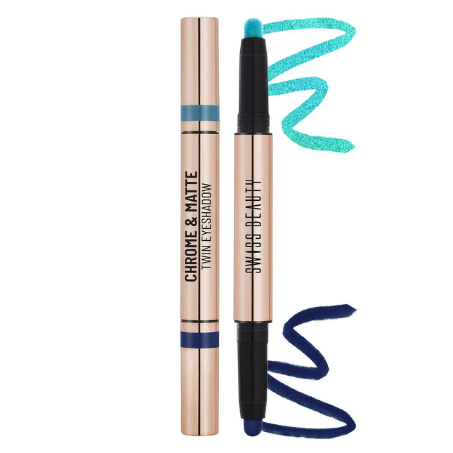 Swiss Beauty Chrome & Matte Twin Eyeshadow Stick | Mix of Matte and Shimmer | Easy to blend, non creasing eyeshadow | 24 Hour Stay