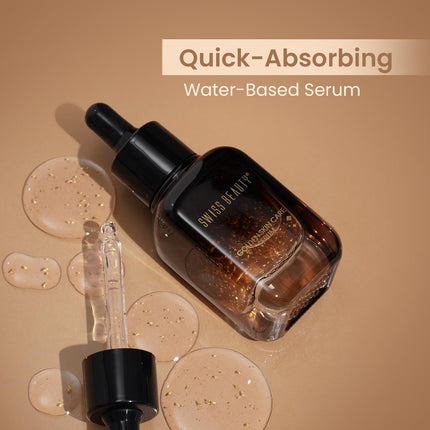 Hands applying Swiss Beauty 24K Gold Serum on a cleansed face, emphasizing its effectiveness in hydrating and revitalizing skin.