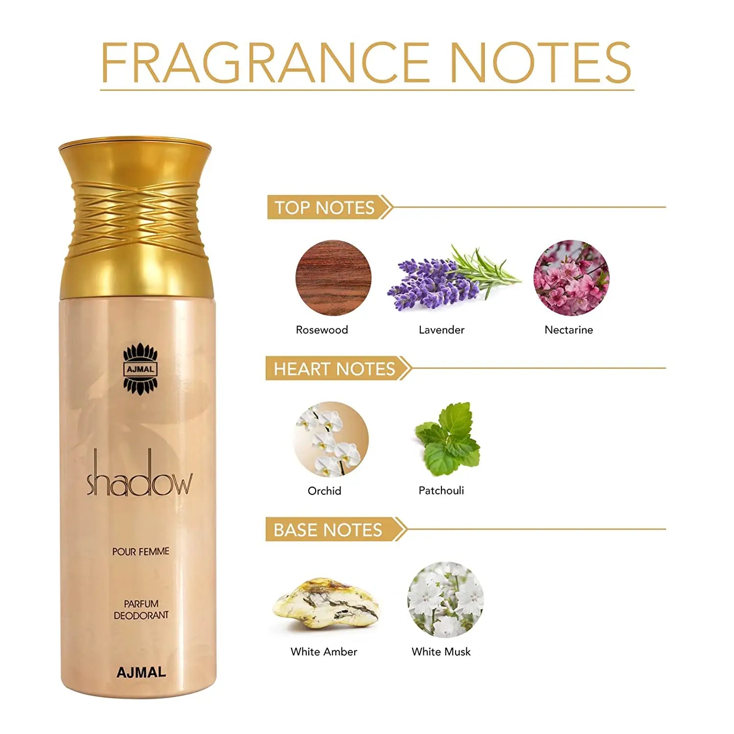 Ajmal Shadow Perfume Deodorant 200ml - Floral & Woody