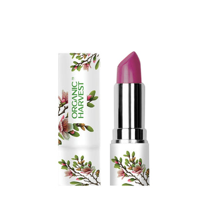 Organic Harvest Moisture Matte Lipstick in Beetroot Red with eco-friendly packaging, representing the sustainable choice of a cruelty-free organic matte lipstick.