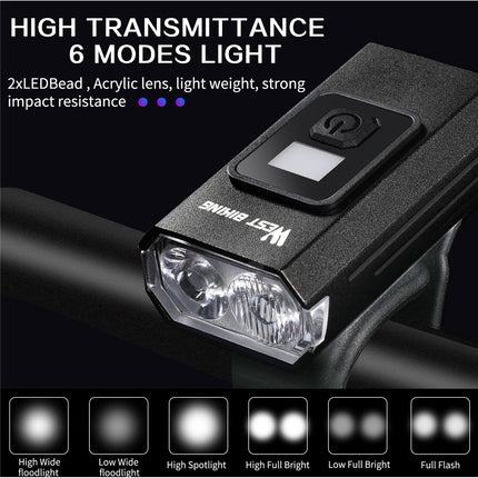 WEST BIKING YP0701384 Bike Headlight – Digital Display Front & Tail Light Set