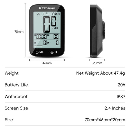 WEST BIKING YP0702113 GPS Bike Computer – Wireless Cycling Speedometer & Odometer