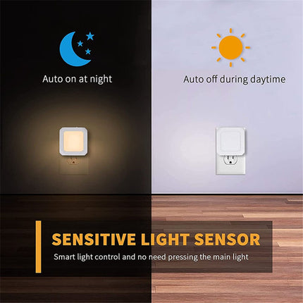 2Pcs EU Plug Square Night Light Stepless Dimmable Lamp for Bedroom Hallway