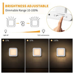 2Pcs EU Plug Square Night Light Stepless Dimmable Lamp for Bedroom Hallway