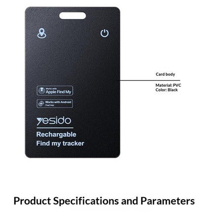 YESIDO EC37 Smart Finder Card Dual System IP68 Waterproof Bluetooth-compatible 5.4 Magnetic Wireless Charging Tracking Locator
