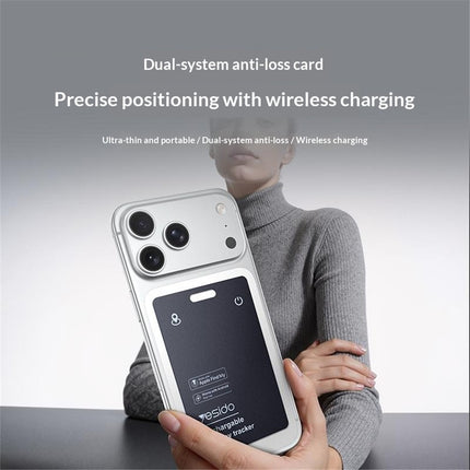 YESIDO EC37 Smart Finder Card Dual System IP68 Waterproof Bluetooth-compatible 5.4 Magnetic Wireless Charging Tracking Locator