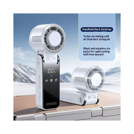 3-in-1 TEC Cooling Fan – Handheld, Neck & Desktop Portable Fan with LED Display