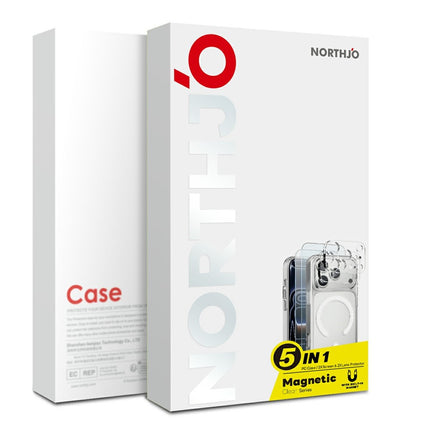 NORTHJO 5 in 1 Set for iPhone 17 Pro Magnetic Case PC + TPU Phone Cover with 2 Front Screen Protector + 2 Lens Film