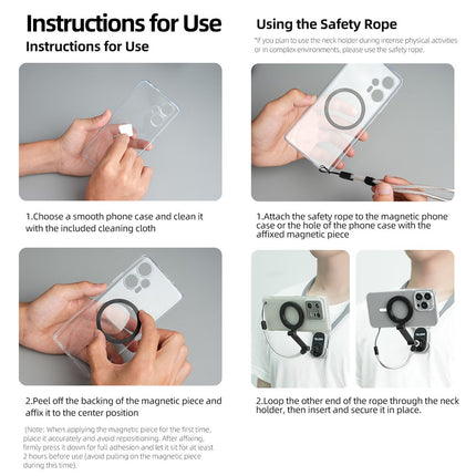 TELESIN MNM-001 For iPhone 12 / 13 / 14 / 15 / 16 Silicone Neck Mount Magnetic Selfie Stick Phone Neck Holder