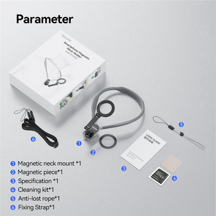 TELESIN MNM-001 For iPhone 12 / 13 / 14 / 15 / 16 Silicone Neck Mount Magnetic Selfie Stick Phone Neck Holder